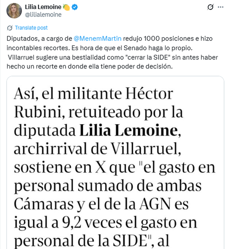 Lemoine contra Villarruel. Lemoine contra Villarruel.
