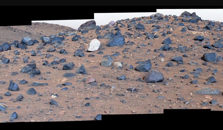 Perseverance capturó este mosaico que mira río abajo desde el cauce del río Neretva Vallis, repleto de dunas. Foto: Dpa.