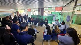 Los trabajadores nucleados en ATE, durante una asamblea este lunes.&nbsp;