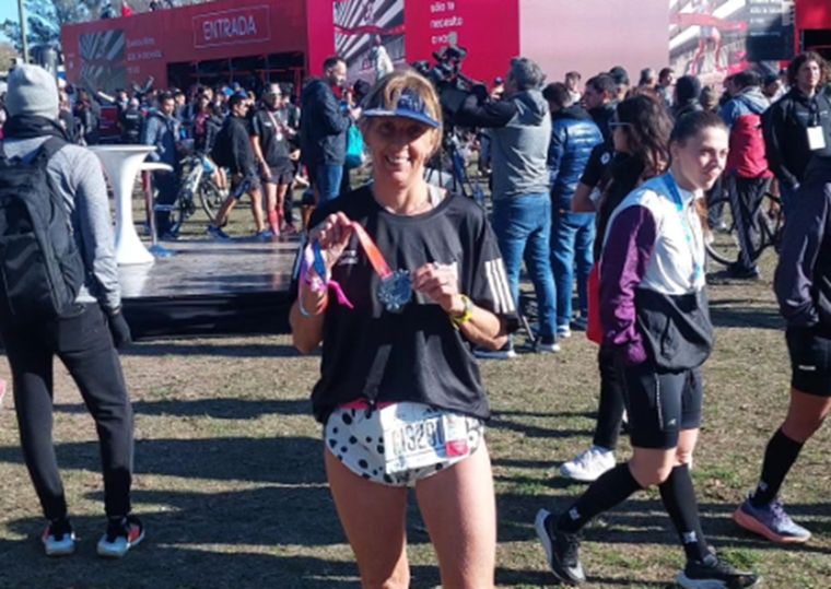 Alejandra Bodmer, luego de la media maratón de Buenos Aires Foto: Gentileza Alejandra Bodmer
