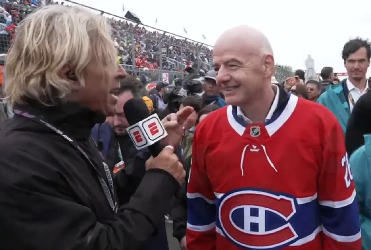 Gianni Infantino asistió al Gran Premio de Canadá y protagonizó un simpático intercambio con Juan Fossaroli.