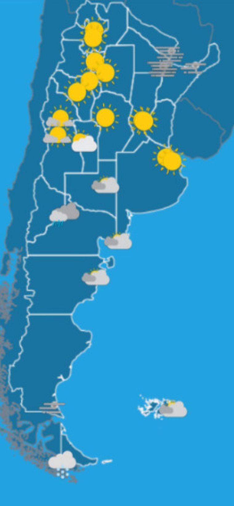 Así estará el tiempo en todo el país, según el SMN. Así estará el tiempo en todo el país, según el SMN.