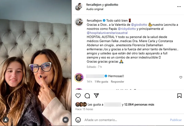 El posteo que realiz&oacute; Mar&iacute;a Fernanda Callej&oacute;n sobre lo ocurrido con su hija de 9 a&ntilde;os.
