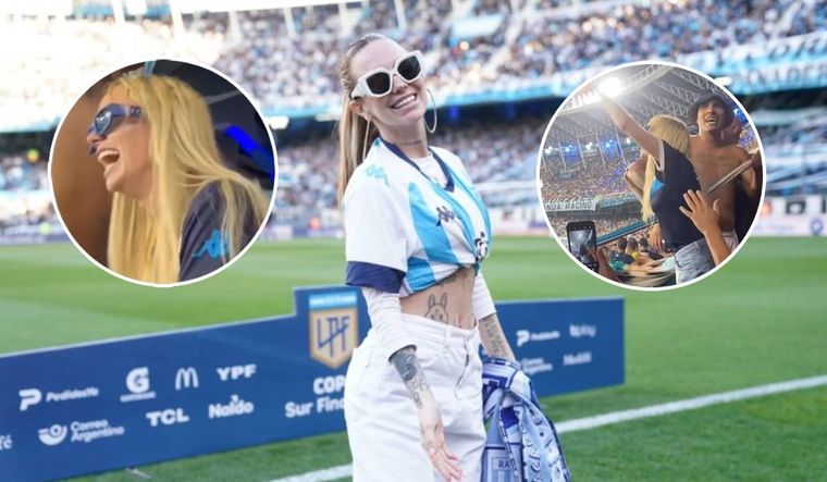 La Joaqui estuvo en el Cilindro de Avelllaneda alentando a su querido Racing.