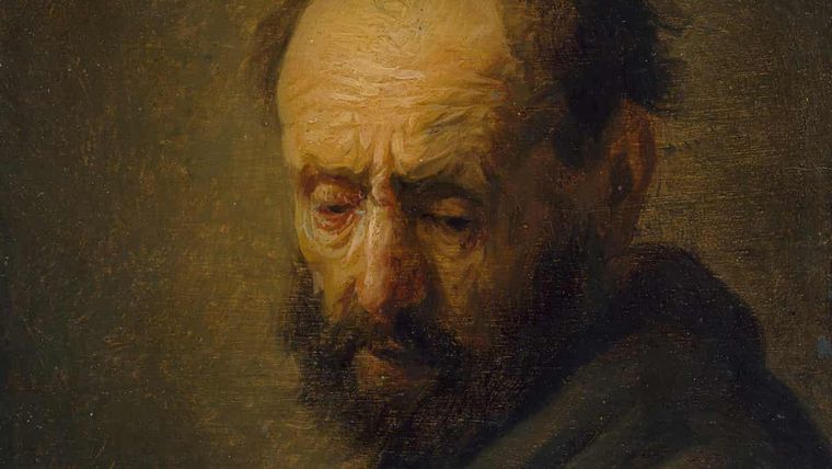 Cabeza de un hombre barbudo, del célebre pintor.