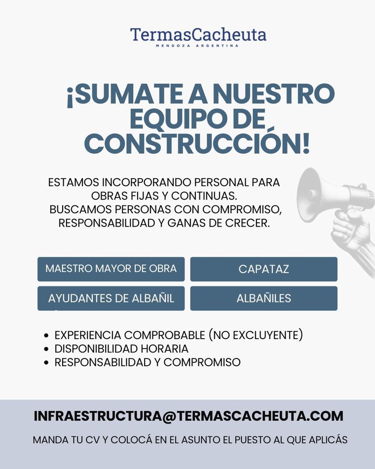 Las vacantes son para obras fijas y continuas. Foto: Archivo Las vacantes son para obras fijas y continuas. Foto: Archivo