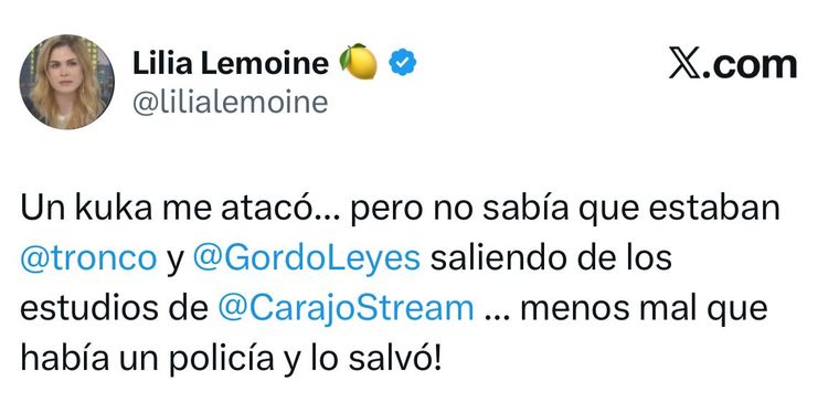 La diputada nacional Lilia Lemoine denunció que un La diputada nacional Lilia Lemoine denunció que un