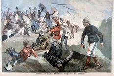 La masacre de una expedición británica en Benin, que provocó el envío de una fuerza mucho mayor en represalia. Ilustración de Le Petit Journal, 24 de enero de 1897. Foto: GETTY IMAGES