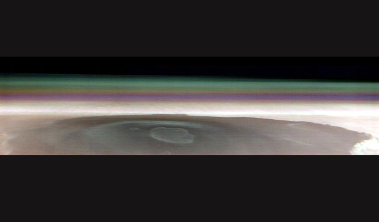 El orbitador Mars Odyssey de la NASA capturó esta única imagen del Monte Olimpo, el volcán más alto del sistema solar. Foto: Dpa.