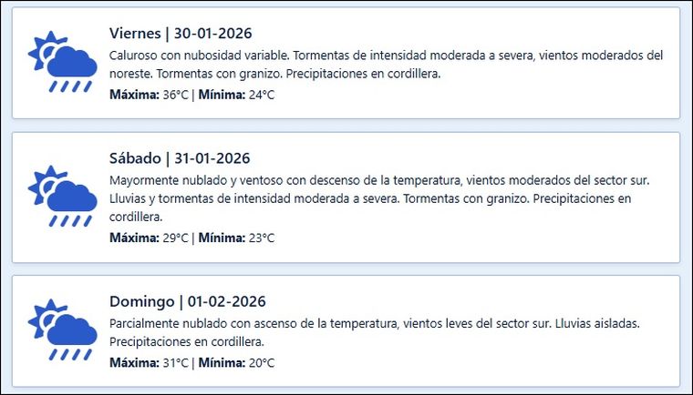 El pronóstico de Contingencias Climáticas para los próximos días en Mendoza. El pronóstico de Contingencias Climáticas para los próximos días en Mendoza.