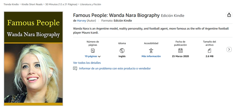 El libro biográfico que habla sobre Wanda pero no es de su autoría. Créditos: Captura / Amazon El libro biográfico que habla sobre Wanda pero no es de su autoría. Créditos: Captura / Amazon