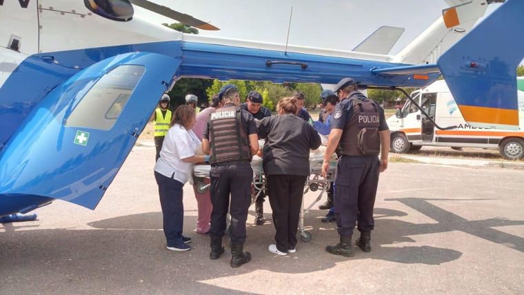 El traslado del herido fue en el helicóptero sanitario.