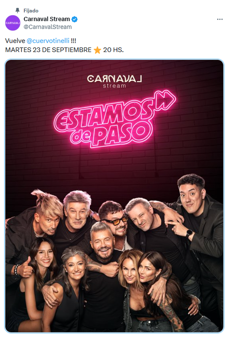 Marcelo Tinelli tendrá su programa en Carnaval Stream. Foto: captura de pantalla X/ @CarnavalStream. Marcelo Tinelli tendrá su programa en Carnaval Stream. Foto: captura de pantalla X/ @CarnavalStream. 