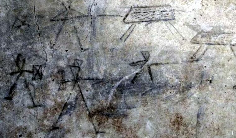 Los dibujos de los niños en la Isla de los Amantes de Pompeya. Foto: ParqueArqueológicoPompeya.
