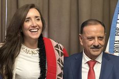 La vicepresidenta Victoria Villarruel junto al gobernador peronista de La Rioja, Ricardo Quintela.