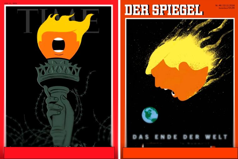 Fotografías cedida por Edel Rodríguez de las portada que realizó para las revista Time. y Der Spiegel. EFE/ Edel Rodríguez Fotografías cedida por Edel Rodríguez de las portada que realizó para las revista Time. y Der Spiegel. EFE/ Edel Rodríguez