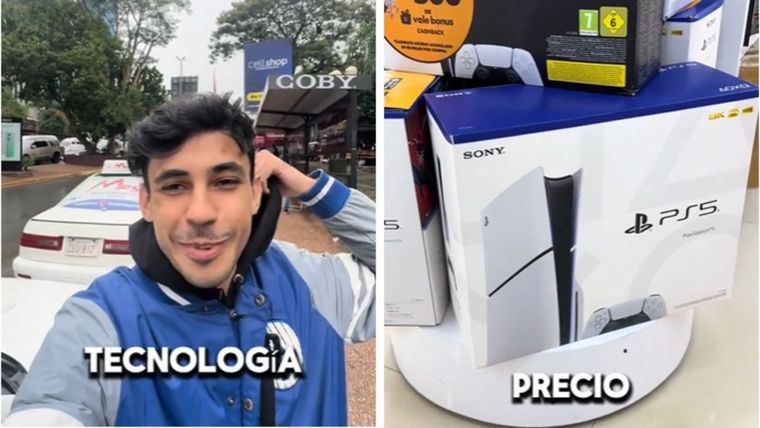 Fue a comprar una PlayStation 5 en Ciudad del Este y mostró la diferencia. Foto: Captura del video de TikTok