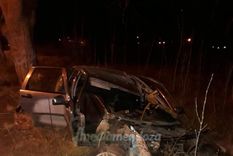 Así quedó el auto tras el choque contra un árbol. Foto: MediaMendoza