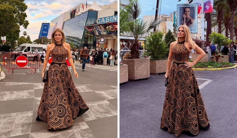 Flavia Palmiero lució un vestido de alta costura de Gabriel Lage en el Festival de Cannes. Foto: Instagram