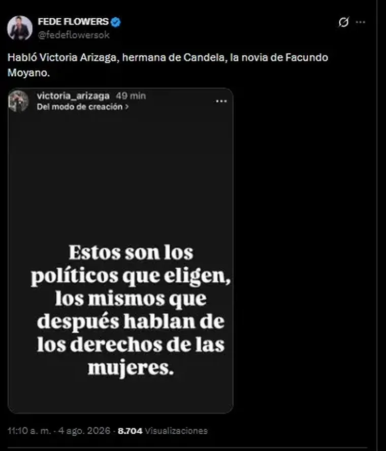 El fuerte posteo de la hermana de Candela como directa a la clase política. El fuerte posteo de la hermana de Candela como directa a la clase política.