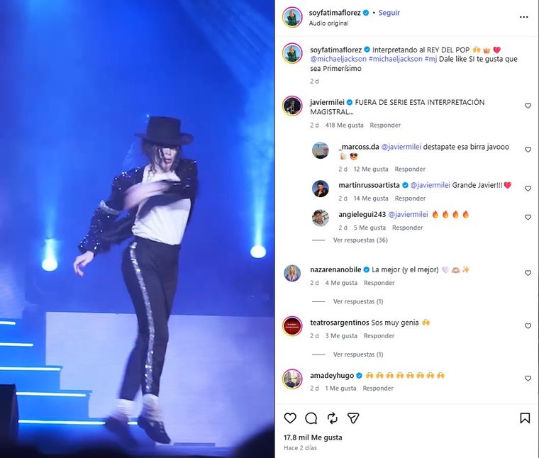 El último posteo de Flórez y el comentario de Milei. El último posteo de Flórez y el comentario de Milei.