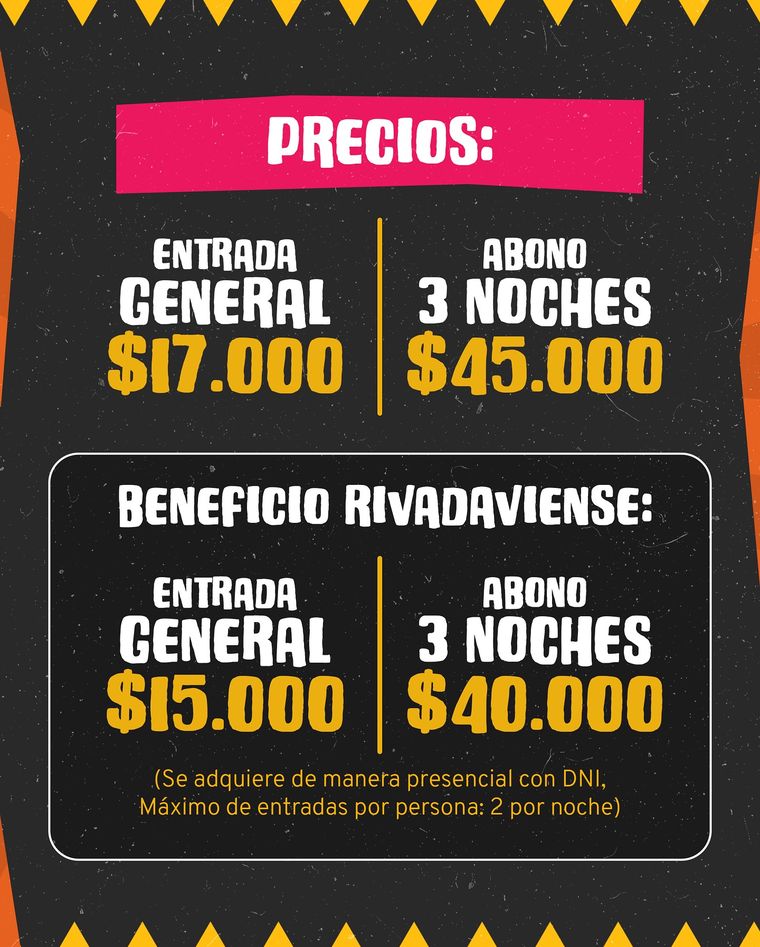 Los valores de las entradas en la primera preventa. Los valores de las entradas en la primera preventa.