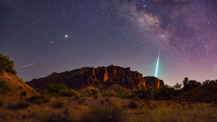 Un meteoro visto desde la ciudad Apache Junction, Arizona, EE.UU. Foto: American Meteor Society / Lena Koop