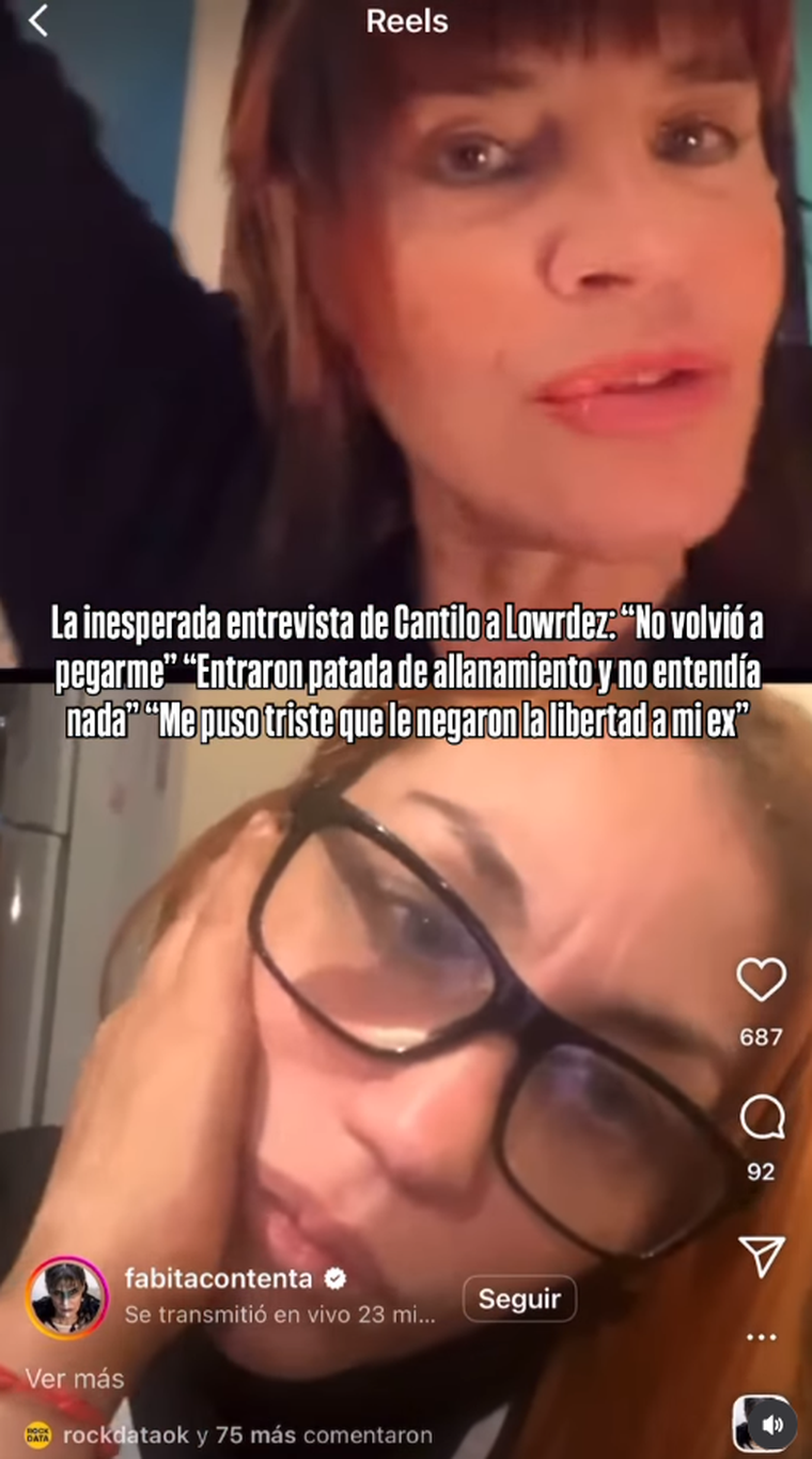 Fabiana Cantilo dialogó con Lourdes Fernández. Foto: captura de video Instagram/ @mecomprendezmendez.  Fabiana Cantilo dialogó con Lourdes Fernández. Foto: captura de video Instagram/ @mecomprendezmendez.