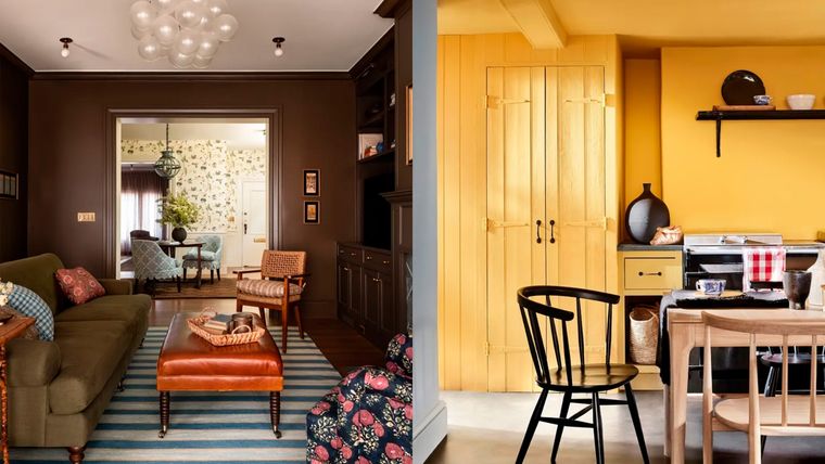 Pinturas marrones y el uso de colores intensos. Foto: Haris Kenjar y Little Greene