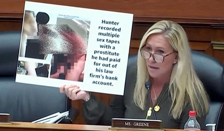 Marjorie Taylor Greene Marjorie Taylor Greene presentó las imágenes de Hunter Biden. Foto: greene.house.gov