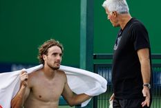 Stéfanos y Apostolos Tsitsipás, hijo y padre y jugador y entrenador. Foto: @atptour