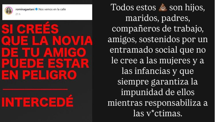Romina se expresó en Instagram. Romina se expresó en Instagram.