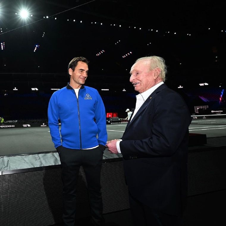 Roger Federar y Rod Laver. Foto: Laver Cup