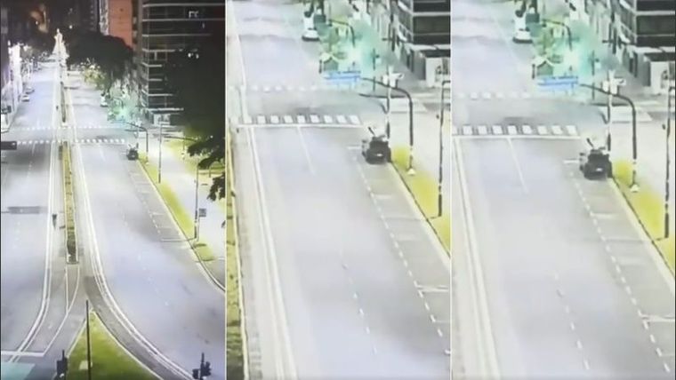 La secuencia en la que se ve al ¿fantasma? cruzando una avenida de Rosario