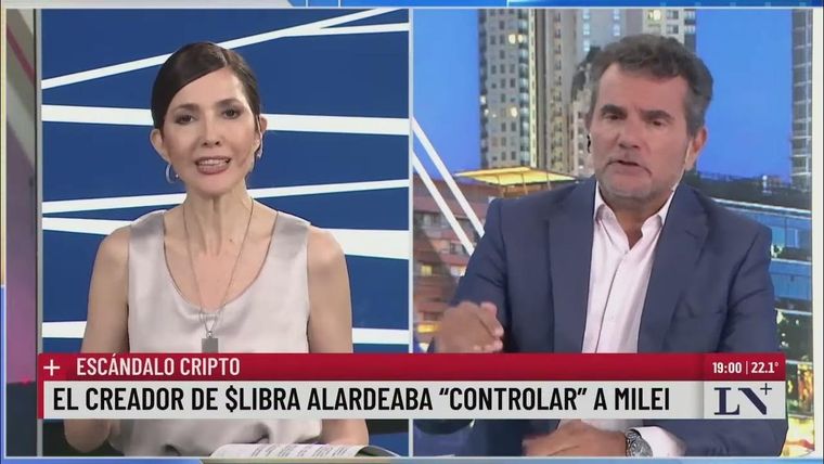 Cristina Pérez y una inquietante denuncia sobre los allegados a Javier Milei. Foto: Captura de video LN+