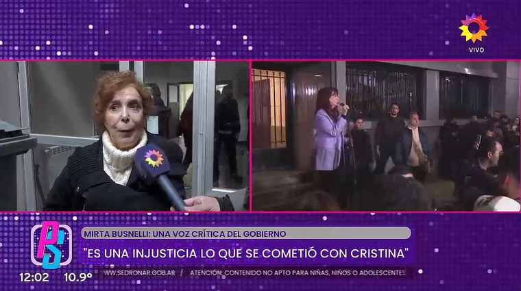 La actriz defendió a la expresidenta. Foto: captura de pantalla TV/ El Trece. La actriz defendió a la expresidenta. Foto: captura de pantalla TV/ El Trece.