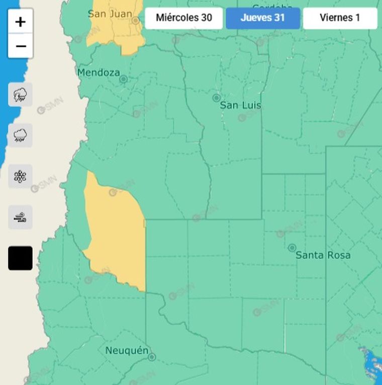 Continúa el alerta por Zonda en el sur provincial Continúa el alerta por Zonda en el sur provincial