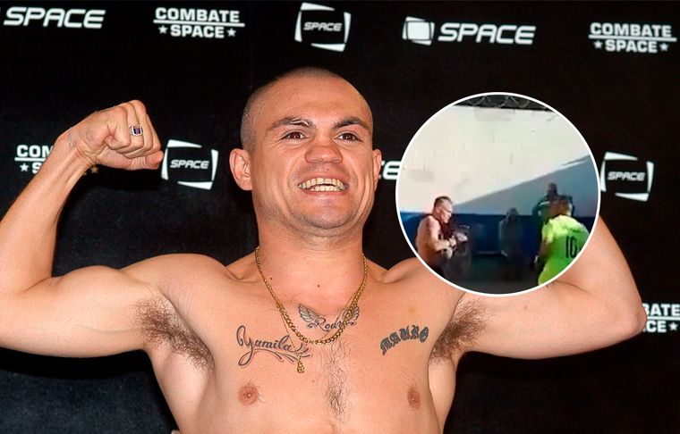 Rodrigo Hiena Barrios Preso por violencia de género, la Hiena Barrios fue filmado en una pelea en el penal de Campana.