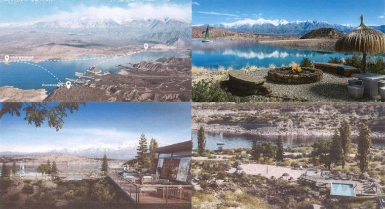 Las imágenes renderizadas que presentó DOSADOS en su propuesta para explotar la Costa Norte del dique Potrerillos. Las imágenes renderizadas que presentó DOSADOS en su propuesta para explotar la Costa Norte del dique Potrerillos.