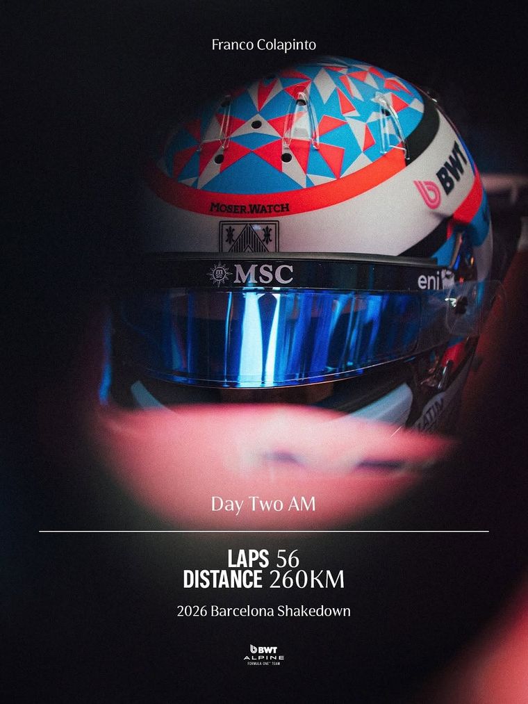 Franco Colapinto completó 56 vueltas en el Circuito de Barcelona-Cataluña.