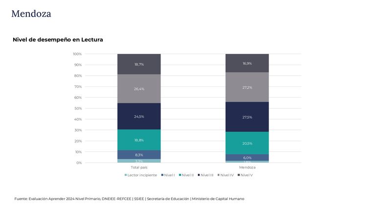 Pruebas Aprender 2024 comparación Mendoza y Nación Pruebas Aprender 2024 comparación Mendoza y Nación