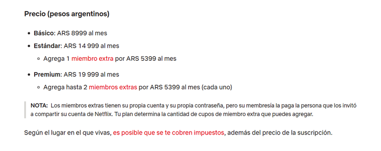Precio en Argentina de los tres planes de Netflix: Básico, Estándar y Premium Precio en Argentina de los tres planes de Netflix: Básico, Estándar y Premium