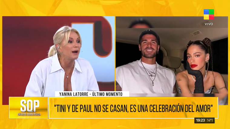 Yanina Latorre sobre el casamiento de Tini Stoessel y Rodrigo De Paul. Yanina Latorre sobre el casamiento de Tini Stoessel y Rodrigo De Paul. 
