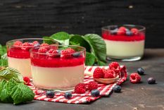 Receta elegante de panna cotta de vainilla y frutos rojos, ideal para el postre perfecto.
