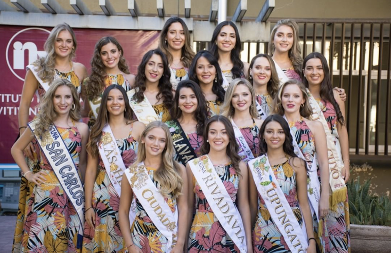 Las candidatas, sin la representante de Guaymallén, visitan el INV. Foto: Gentileza