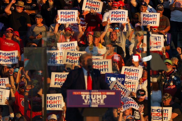Donald Trump volvió a Pensilvania, donde sufrió su primer atentado, para un acto de campaña con Elon Musk Foto: EFE/EPA/WILL OLIVER