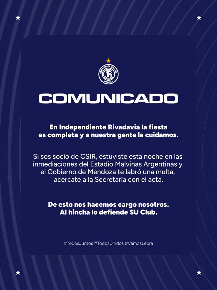 El comunicado del club.