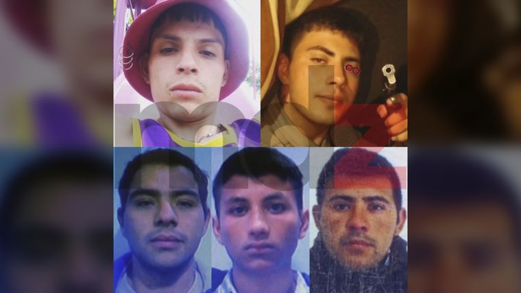 Arriba: Rodrigo Uño y Sebastián Giraldez; abajo: Sergio Granizo, Renzo García y Carlos Luna, cinco de los siete detenidos en el procedimiento. Foto: MDZ.