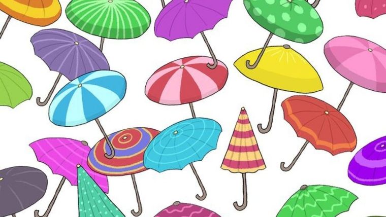 Acertijo visual, reto visual, paraguas