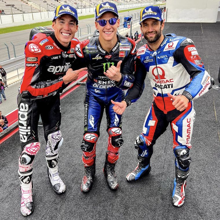 Espargaró, Quartararo y Zarco en el podio. Foto: Moto Gp